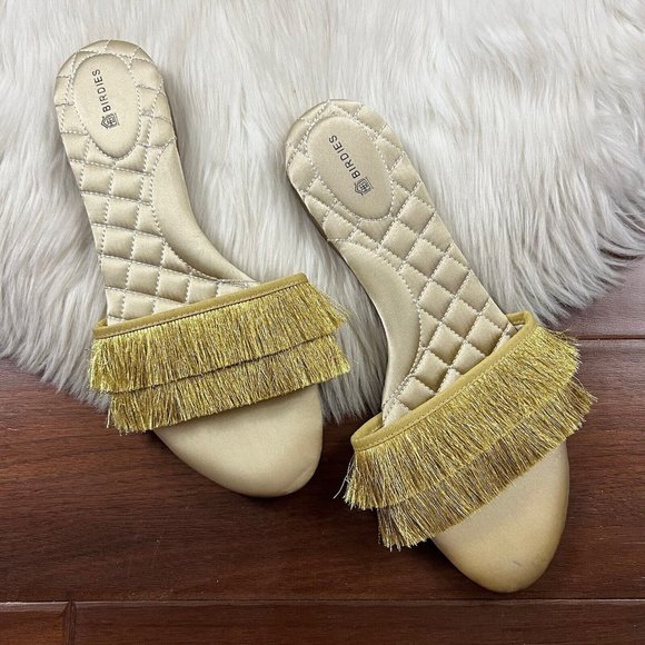 Birdies Shoes Birdies Size 85 Gold Fringe The Sparrow Slippers